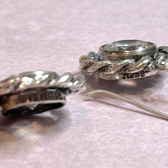 Shablool sterling silver and CZ round drop earrings - Picture 6 of 13